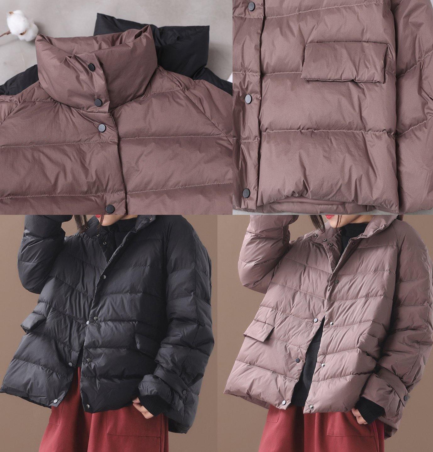 New Black Parkas Snow Jackets Winter Short Coats Stand Collar