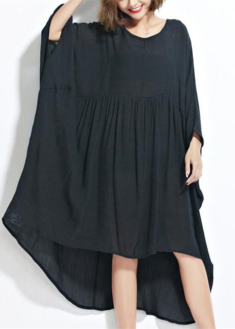 New Blue Chiffon Dresses Clothing Linen Maxi Dress Fine High Waist Batwing Sleeve Clothing