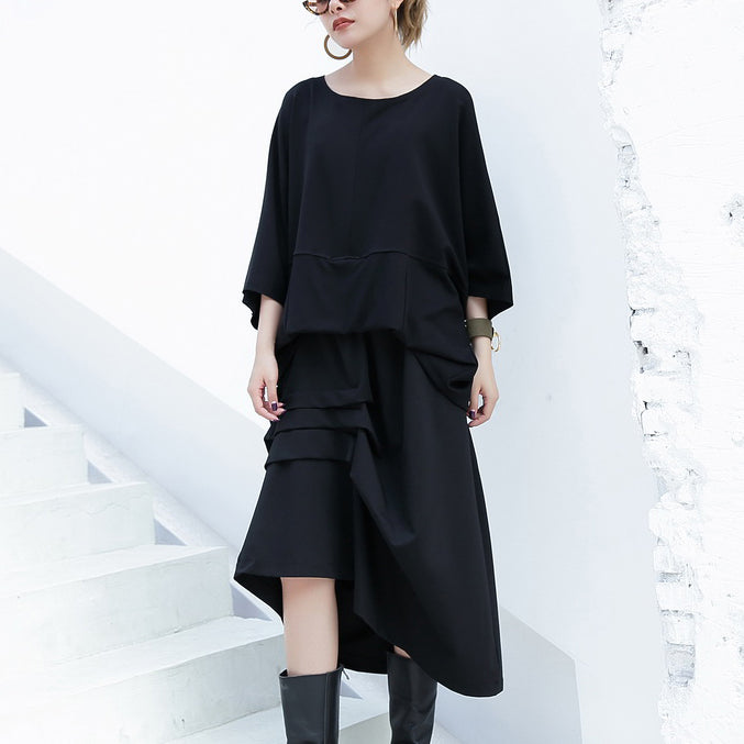 New Black Cotton Vest Cotton T Shirts Batwing Sleeve Loose Waist Brief T Shirt