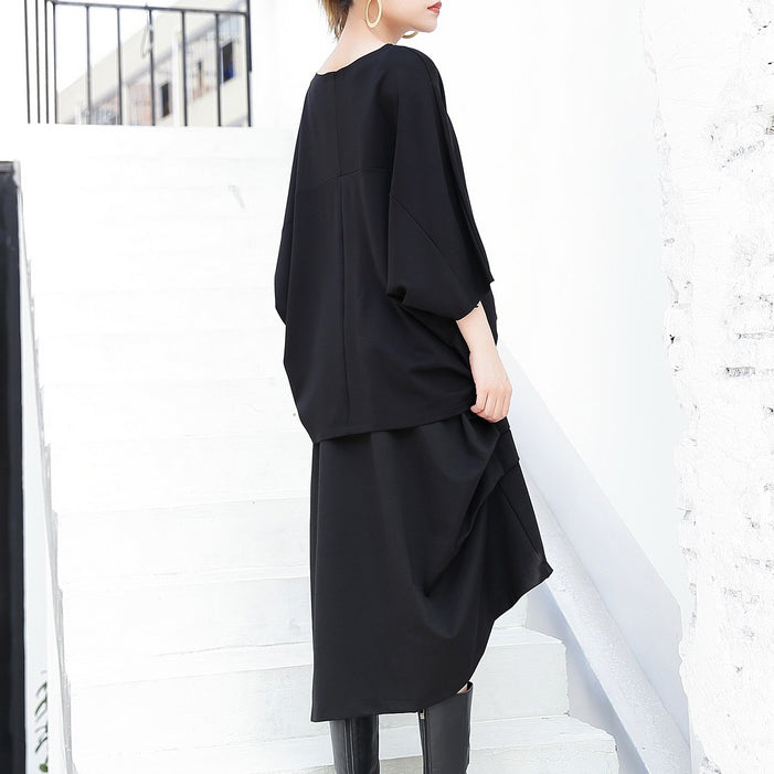 New Black Cotton Vest Cotton T Shirts Batwing Sleeve Loose Waist Brief T Shirt
