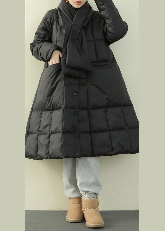 New Black Down Jacket Woman Oversize Snow Thick Pockets Overcoat