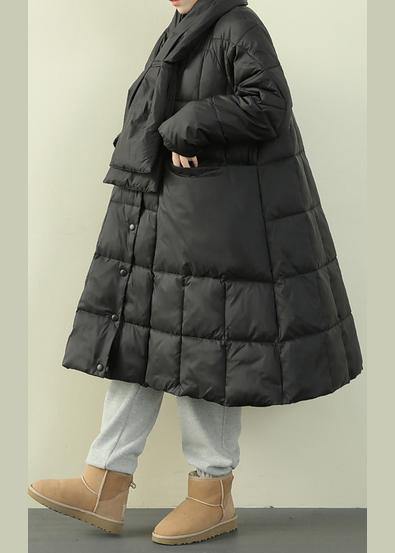 New Black Down Jacket Woman Oversize Snow Thick Pockets Overcoat