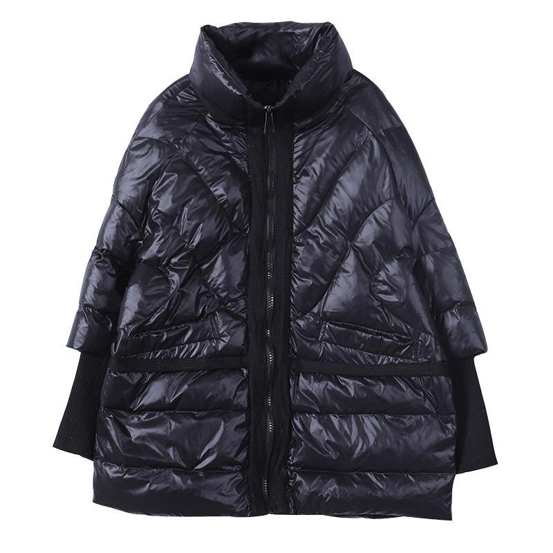 New Black Duck Down Coat Clothing Down Jacket Stand Collar Patchwork Overcoat