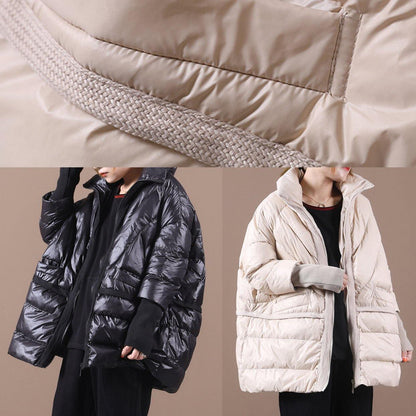 New Black Duck Down Coat Clothing Down Jacket Stand Collar Patchwork Overcoat