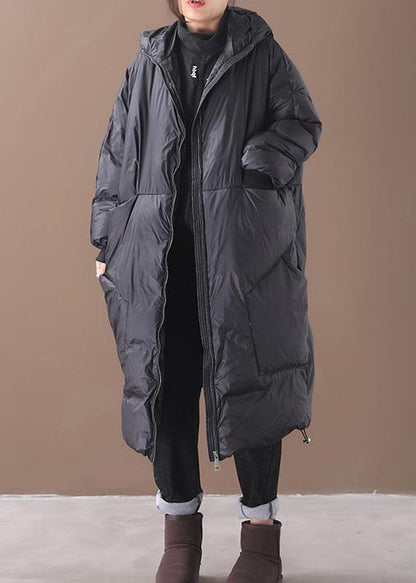 New Black Warm Winter Coat Down Jacket Hooded Pockets Coats