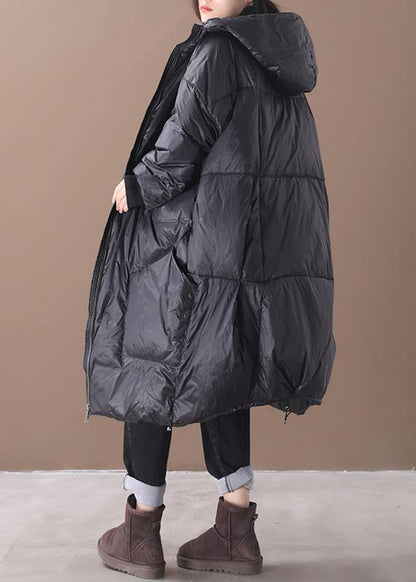 New Black Warm Winter Coat Down Jacket Hooded Pockets Coats