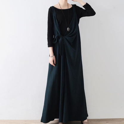 New Blackish Green Jumpsuit Pants Striped Wide Leg Oversize Jumpsuits Trousers Side