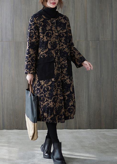 New Blue Print Coat Snow Jackets Hooded Pockets Overcoat
