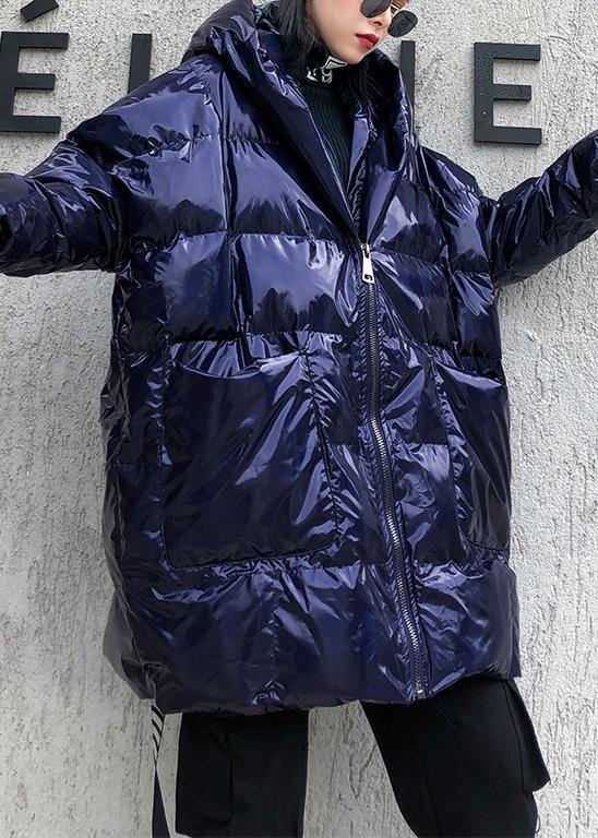 New Blue Parkas Coats Winter Hooded Zippered Outwear