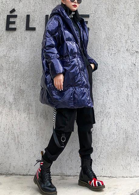 New Blue Parkas Coats Winter Hooded Zippered Outwear