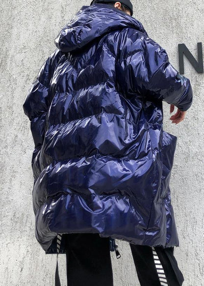 New Blue Parkas Coats Winter Hooded Zippered Outwear