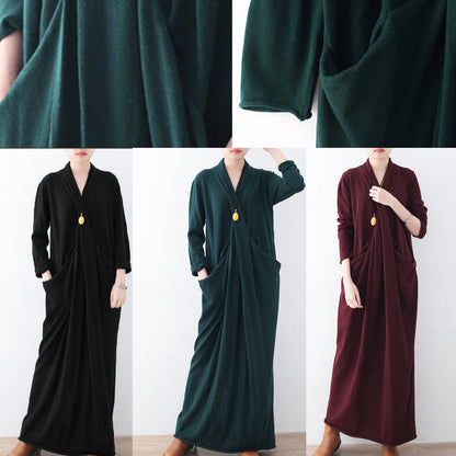 New Burgundy Sweater Dresses Plussize Pullover Asymmetric Winter Dress