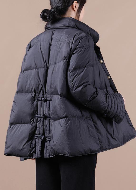 New Snow Jackets Winter Outwear Black Stand Collar Chinese Button Coat