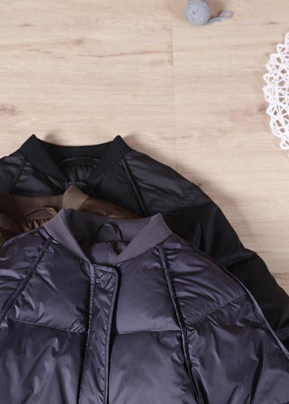 New Chocolate Down Jacket Woman Oversize Snow Pockets Zippered Coats