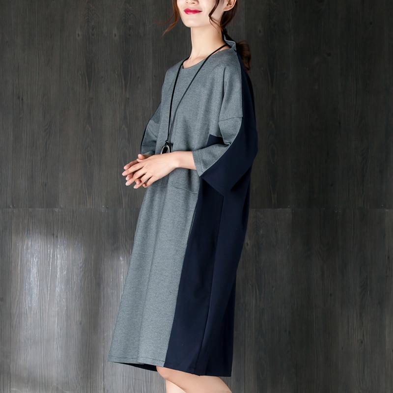 New Cotton Knee Dress Clothing Cotton Short Sleeves Splicing Dress