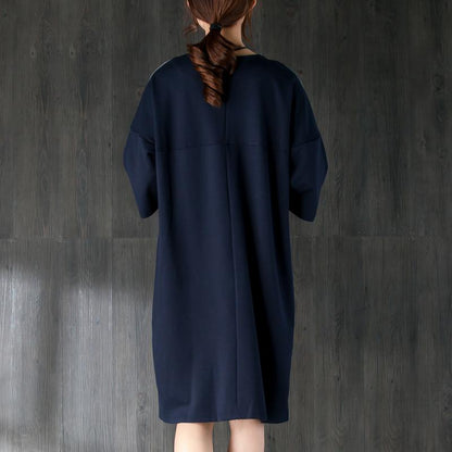 New Cotton Knee Dress Clothing Cotton Short Sleeves Splicing Dress