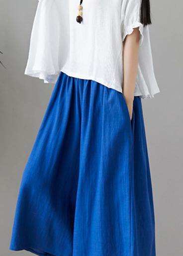 New Cotton and Linen Loose Large Size Was Thin Color Shirt + Wide Leg Pants Two-piece