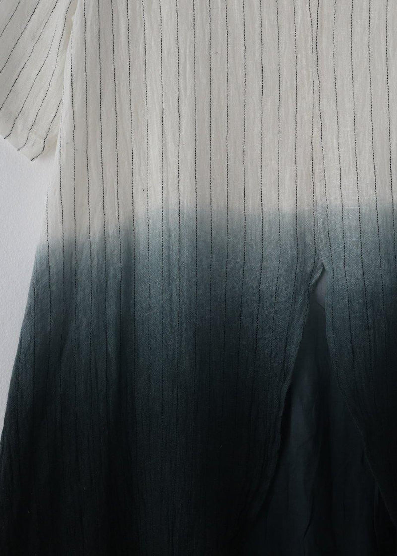 New Gradient Design Irregular Hem Robe Pure Linen Dress