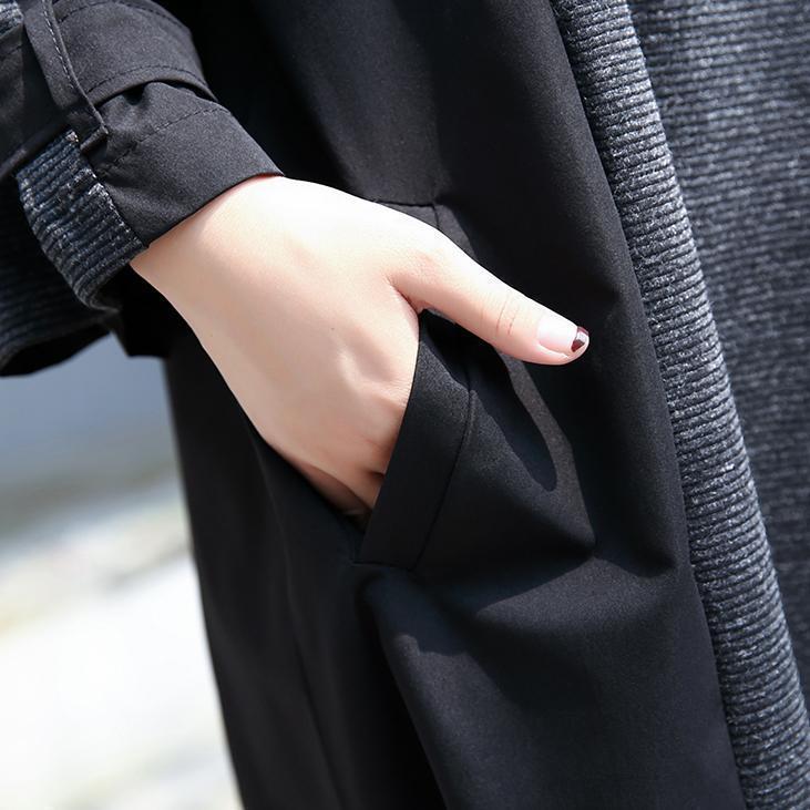 New Gray Fall Dress Loose Fitting Traveling Clothing Asymmetric O Neck Patchwork Dresses