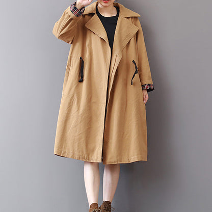 New Khaki Coats Lapel Collar Outwear Wild Coat