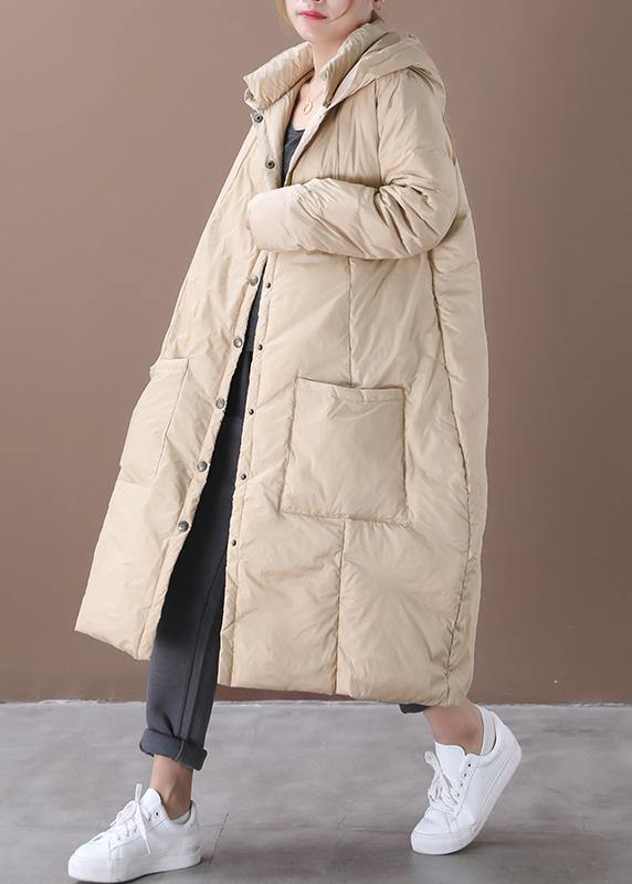 New Khaki Warm Winter Coat Snow Jackets Hooded Button Down Overcoat
