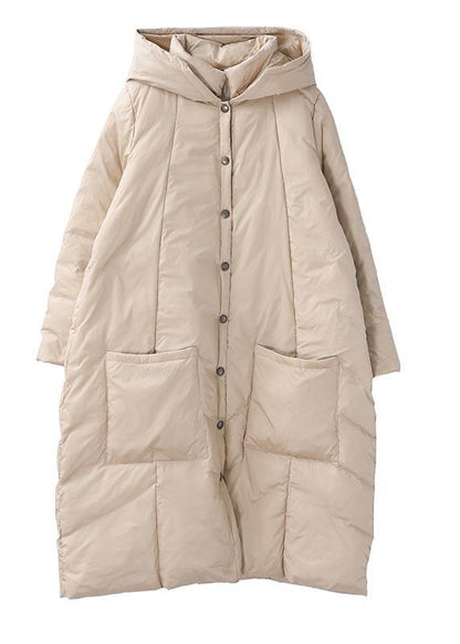 New Khaki Warm Winter Coat Snow Jackets Hooded Button Down Overcoat