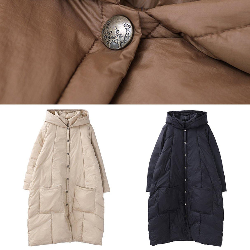 New Khaki Warm Winter Coat Snow Jackets Hooded Button Down Overcoat