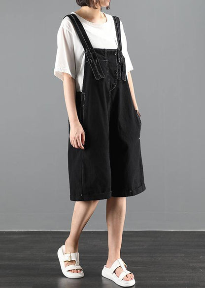 New Large Size Black Bib Pants Jumpsuit