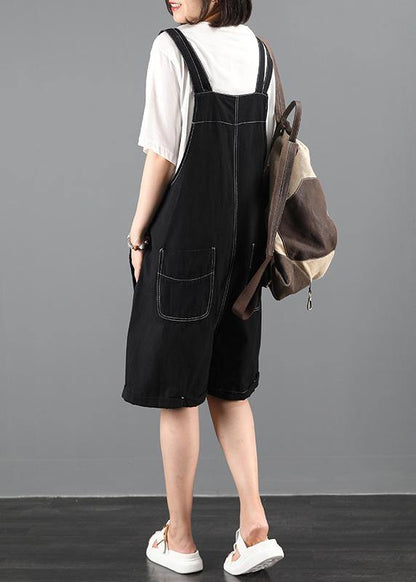 New Large Size Black Bib Pants Jumpsuit