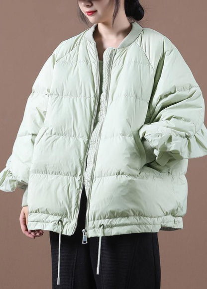 New Light Green Duck Down Coat Clothing Down Jacket Stand Collar Ruffles Fine Jackets