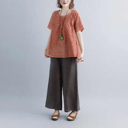 New Linen Tops Clothing Summer Short Sleeve High-low Hem Tops