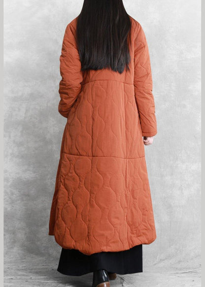 New Orange Outfit Coats Stand Collar Thick Winter Coats