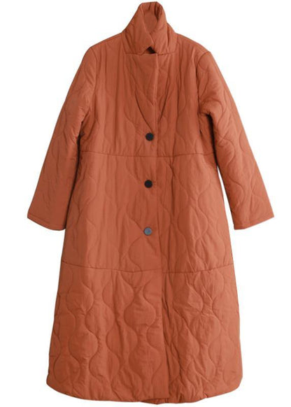 New Orange Outfit Coats Stand Collar Thick Winter Coats