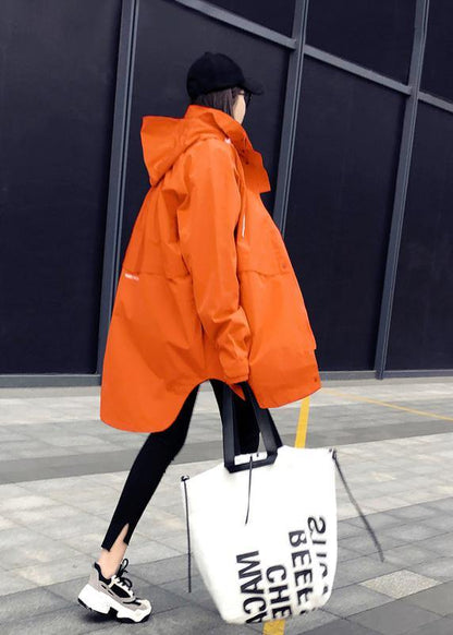 New Orange Duck Down Coat Parka Hooded Zippered Coats