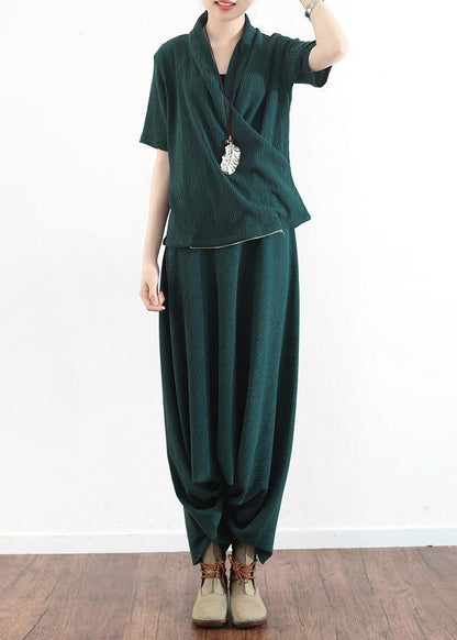New Original Design Green Tencel Irregular Head Suit Two-piece Suit Hanger Pants
