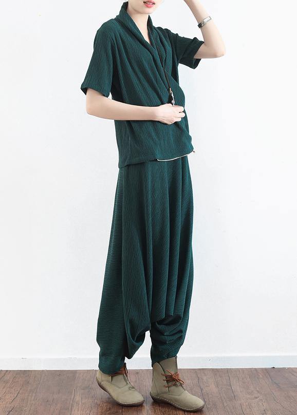 New Original Design Green Tencel Irregular Head Suit Two-piece Suit Hanger Pants
