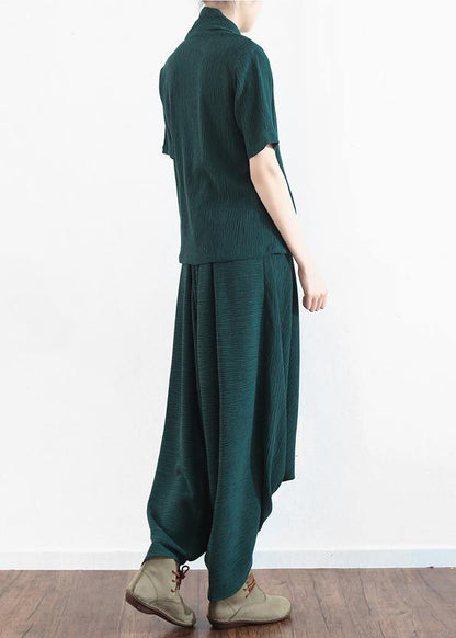 New Original Design Green Tencel Irregular Head Suit Two-piece Suit Hanger Pants