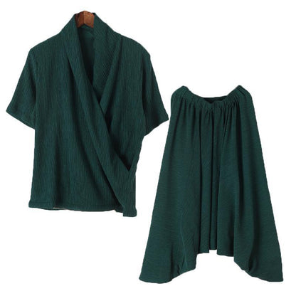 New Original Design Green Tencel Irregular Head Suit Two-piece Suit Hanger Pants