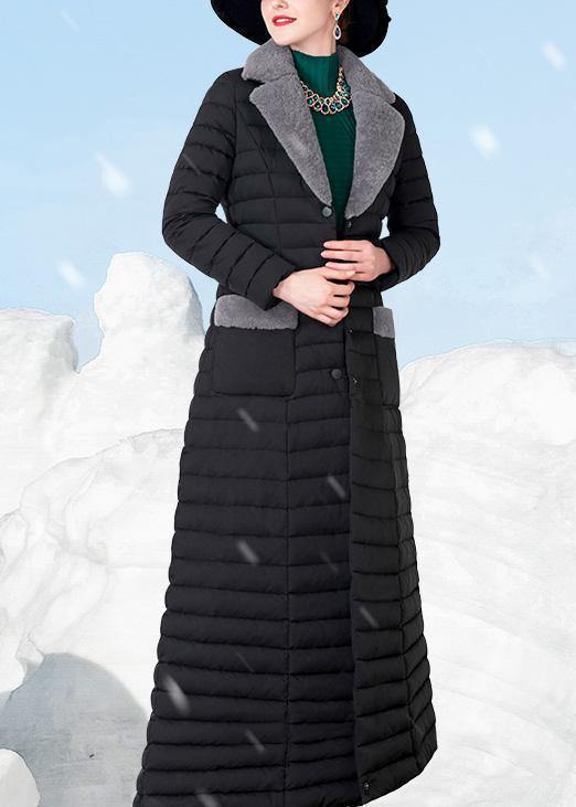 New Oversize Down Jacket Lapel Collar Overcoat Black Warm Winter Coat