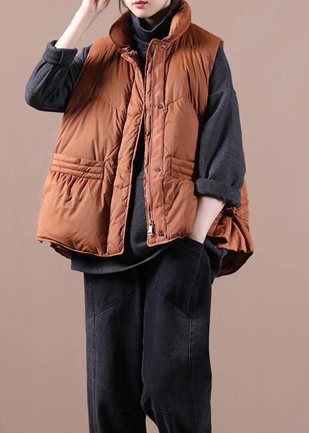 New Oversize Snow Jackets Overcoat Orange Stand Collar Zippered Warm Winter Coat