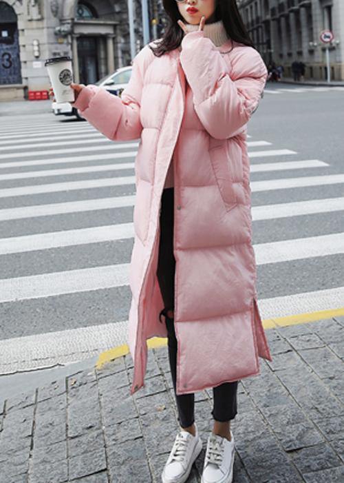 New Pink Warm Winter Coat Down Jacket O Neck Pockets Winter Outwear
