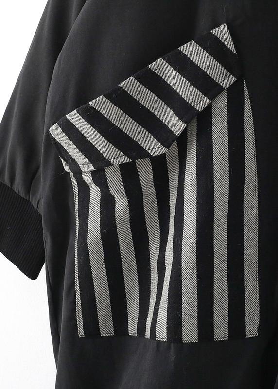 New Coats Winter Outwear Black O Neck Pockets Coat