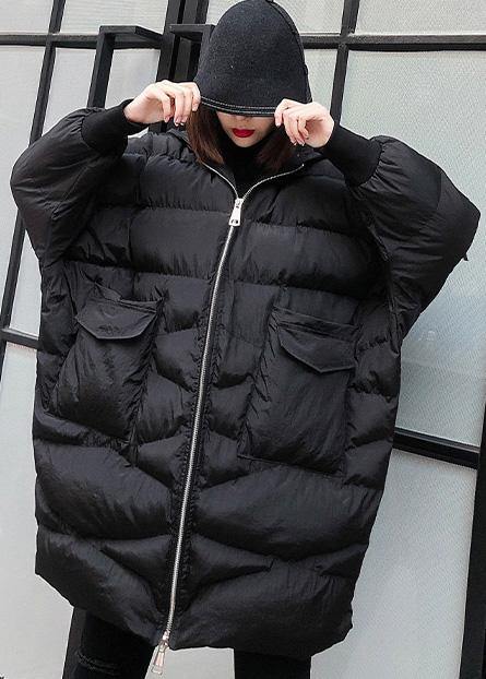 New Clothing Snow Jackets Big Pockets Coats Black Hooded Zippered Winter Outwear