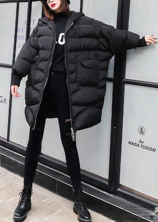 New Clothing Snow Jackets Big Pockets Coats Black Hooded Zippered Winter Outwear