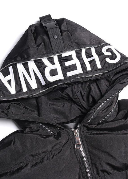 New Clothing Snow Jackets Big Pockets Coats Black Hooded Zippered Winter Outwear