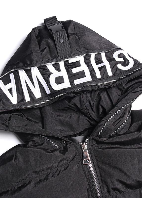 New Clothing Snow Jackets Big Pockets Coats Black Hooded Zippered Winter Outwear