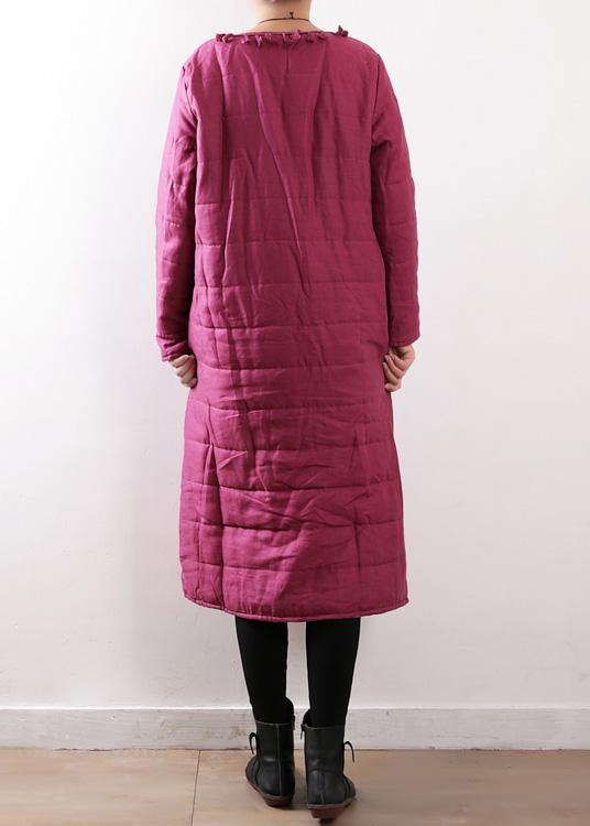 New Clothing Winter Jacket Chinese Button Winter Coats Rose Side Open Outfit