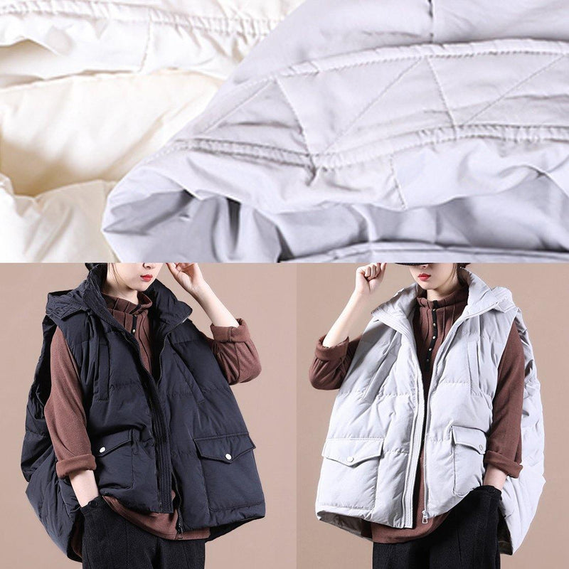 New Snow Jackets Jackets Light Gray Stand Collar Pockets Duck Down Vest
