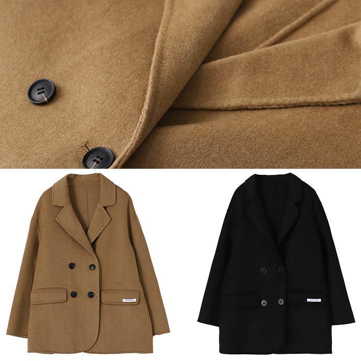New Winter Coat Coats Khaki Notched Back Side Open Woolen Coats
