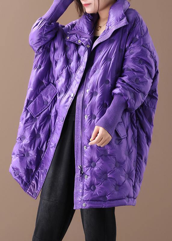 New Purple Duck Down Coat Down Jacket Winter Coats Stand Collar Zippered